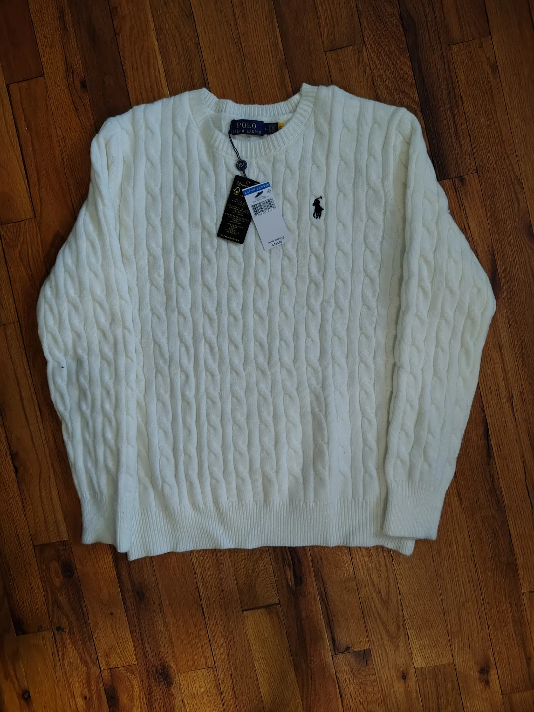 New With Tags Polo Ralph Lauren Sweater Men’s Large White