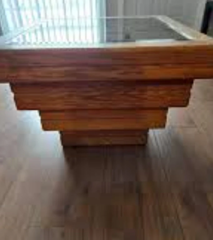 Two Wooden coffee table with glass top