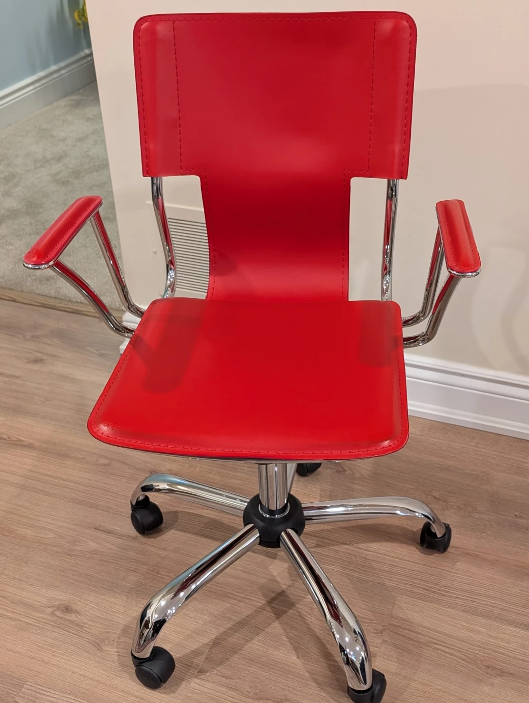 Red Office Chair with Chrome Base