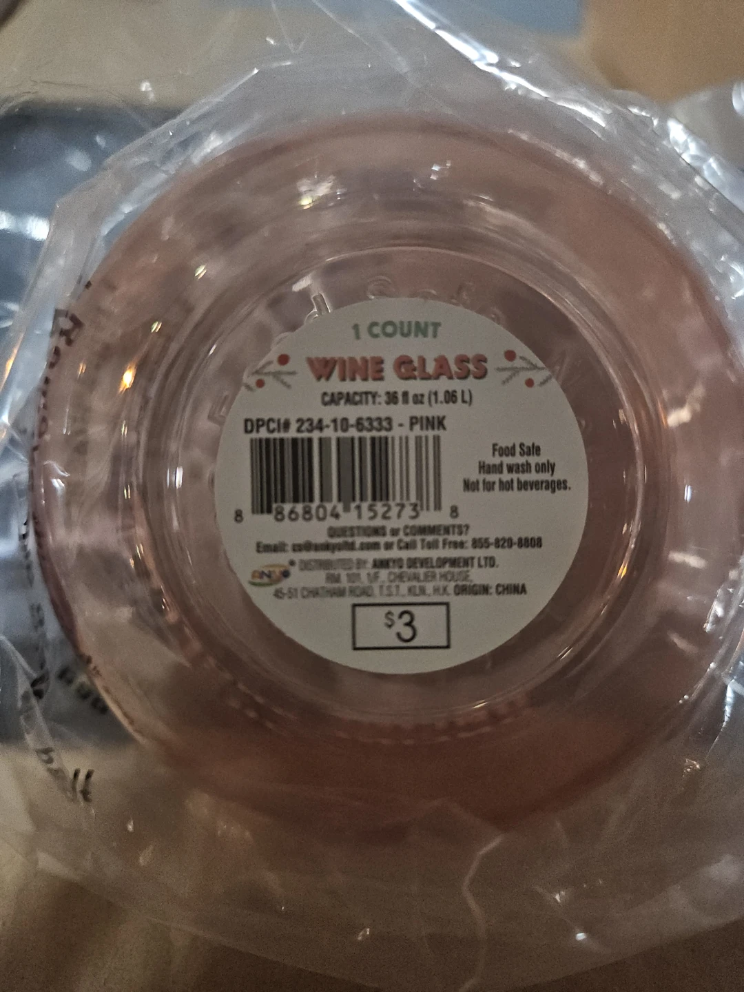 Pink and Clear Wine Glasses 24 case - 36 oz - photo 2