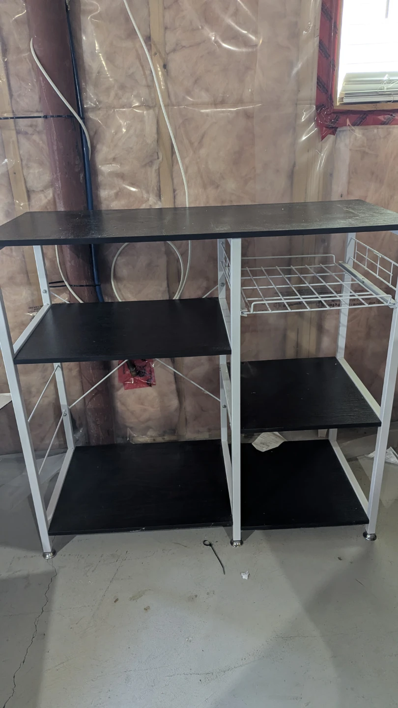 Black Kitchen Baker's Rack Shelf with Wire Basket
