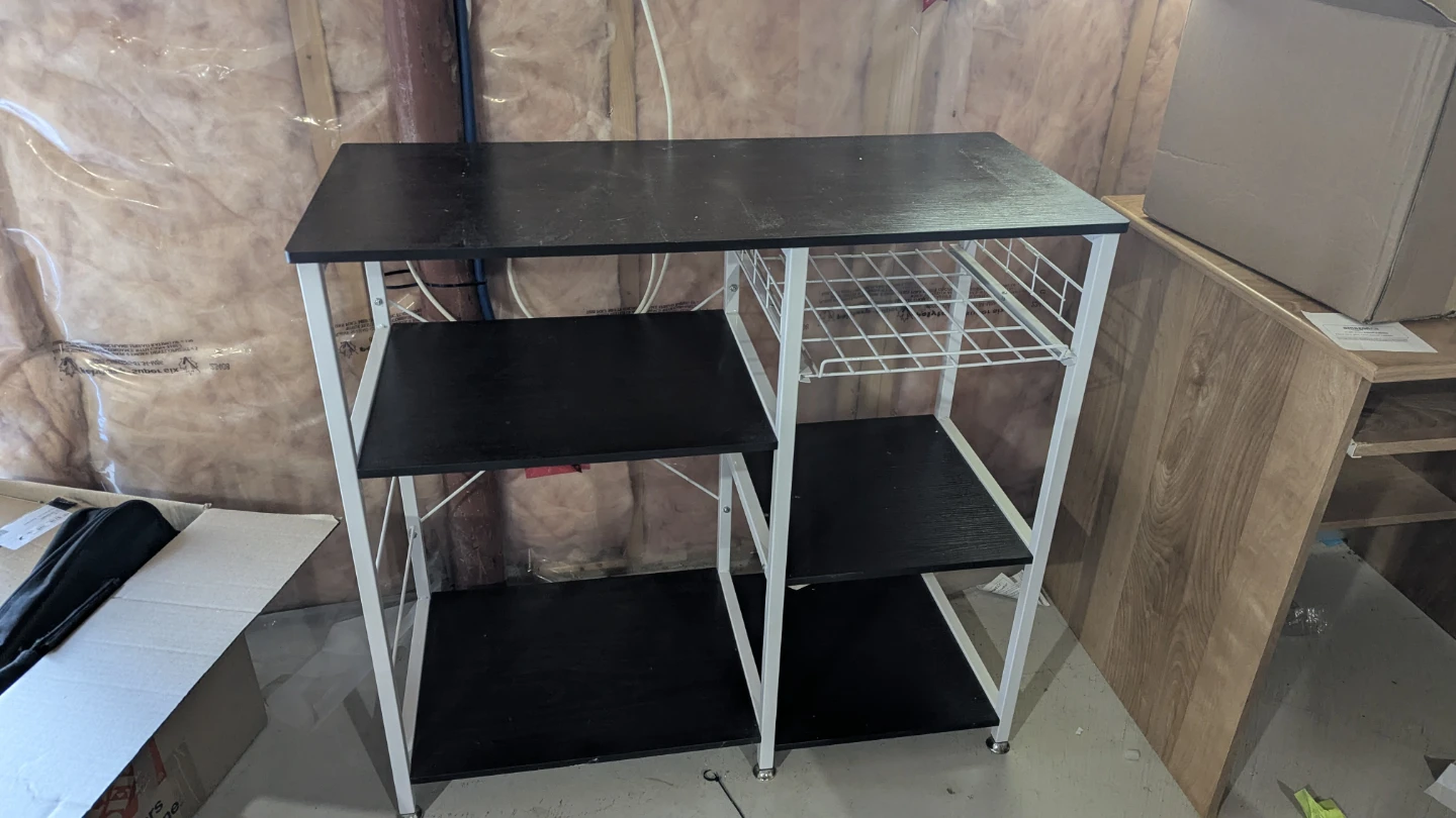 Black Kitchen Baker's Rack Shelf with Wire Basket - photo 2