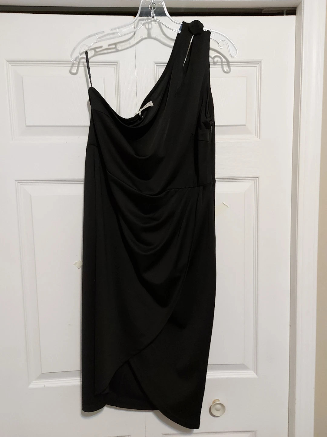 Black One Shoulder Ruched Dress