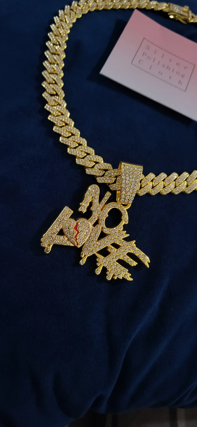 Cuban Link Chain Necklace with "NO LOVE" Pendant (Negotiable) - photo 3