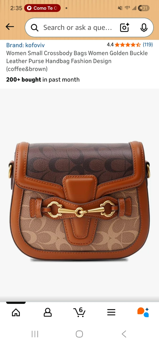 Kofoviv Women's Small Crossbody Bag - Coffee & Brown