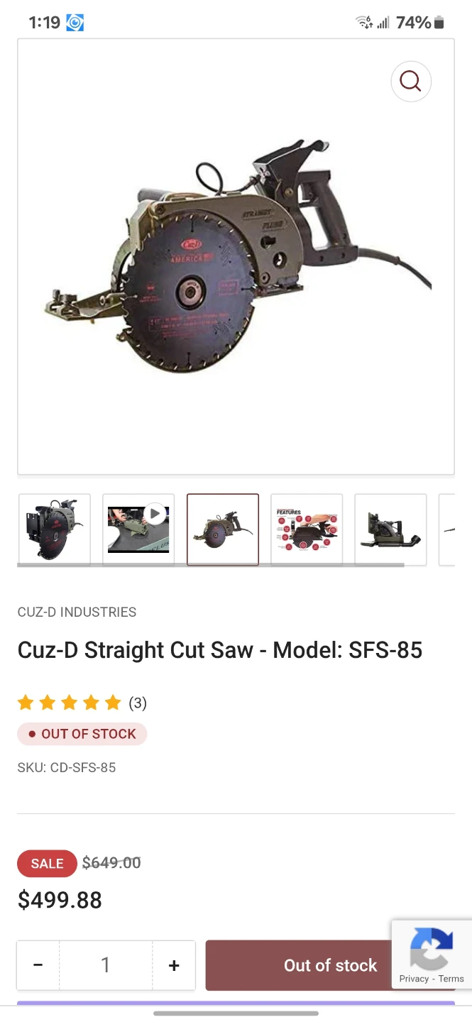 Cuz-D Straight Cut Saw - Model: SFS-85 - photo 3
