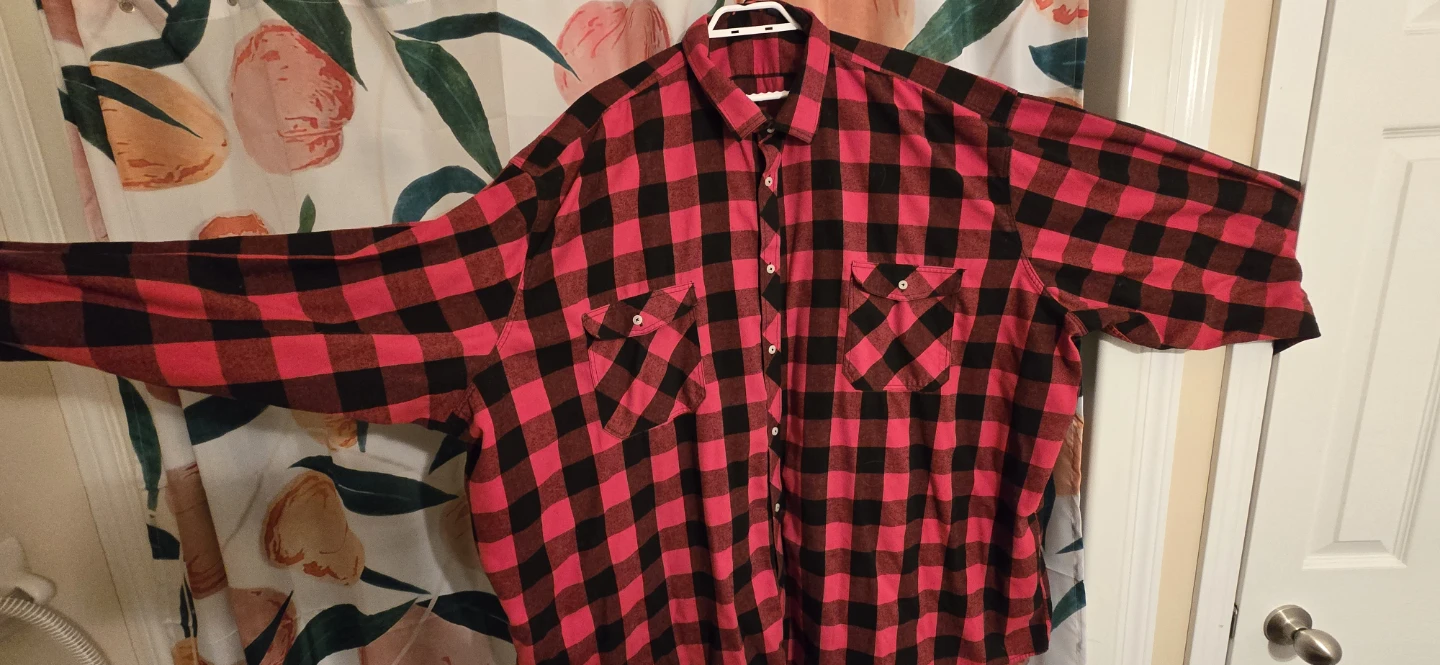 Men's Red and Black Plaid Button-Up Shirt