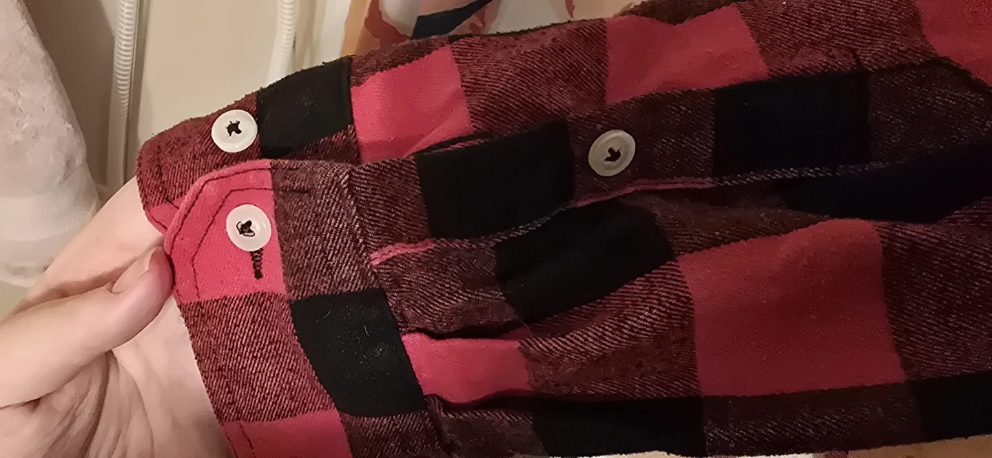 Men's Red and Black Plaid Button-Up Shirt - photo 2