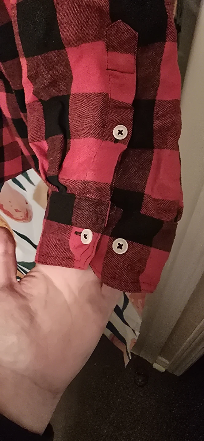 Men's Red and Black Plaid Button-Up Shirt - photo 3
