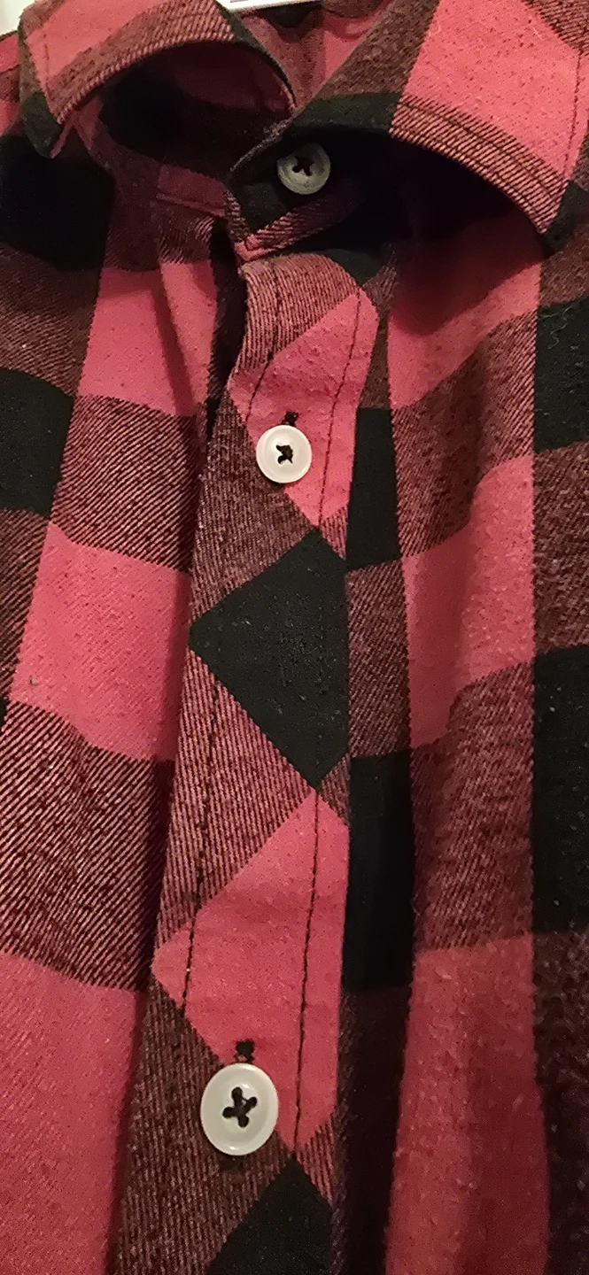 Men's Red and Black Plaid Button-Up Shirt - photo 4