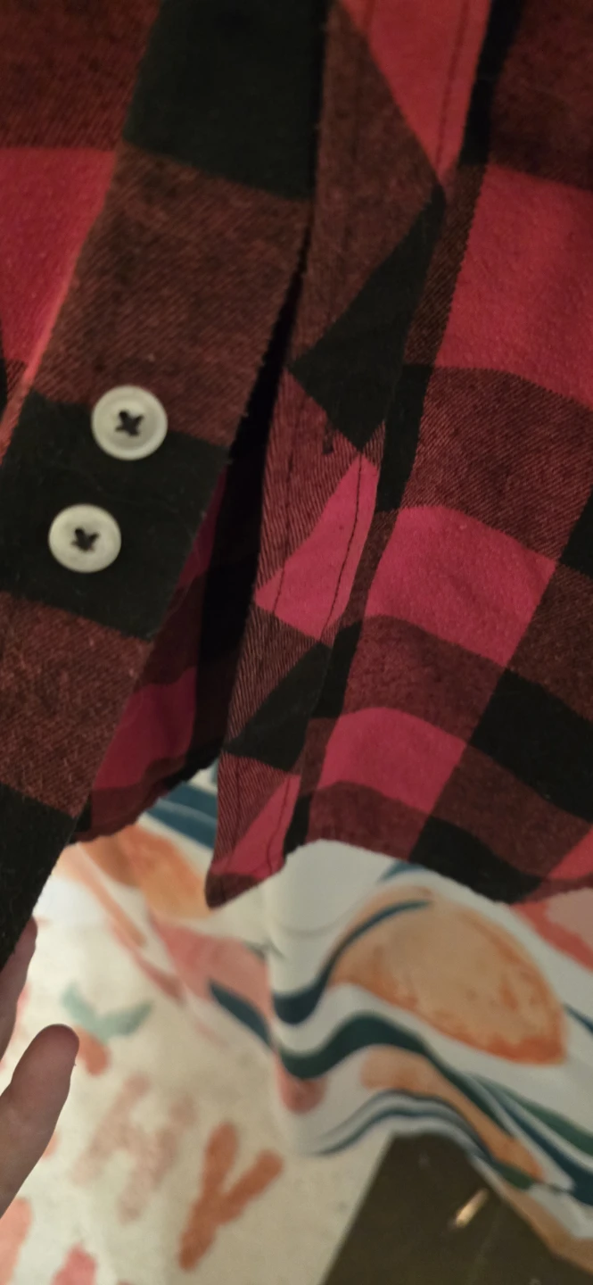 Men's Red and Black Plaid Button-Up Shirt - photo 5