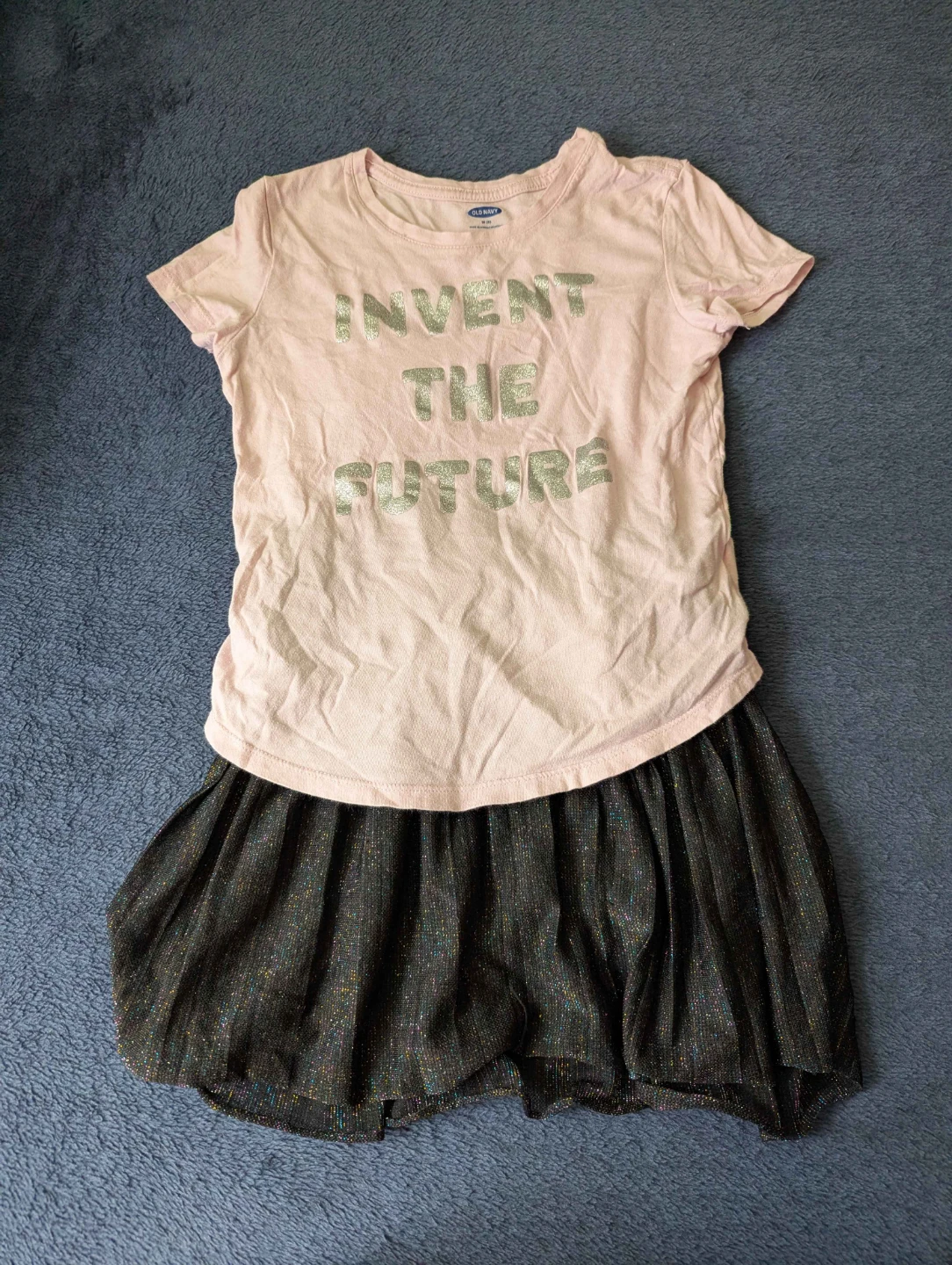 OLD NAVY shirt with cute black glittery skirt