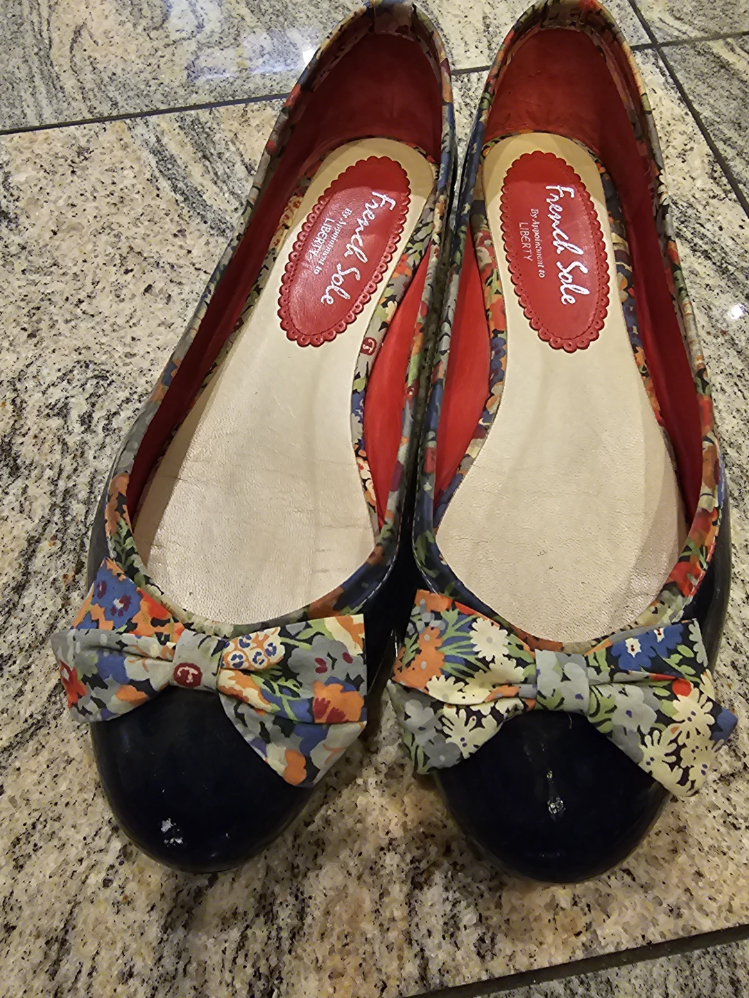 French Sole Ballet Flats with Liberty Print Bows