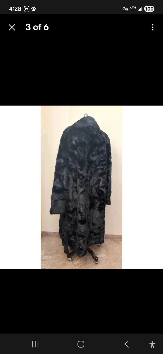 Dennis Basso 1x  Black Faux Fur Long Coat w Leopard Print Lining - photo 3