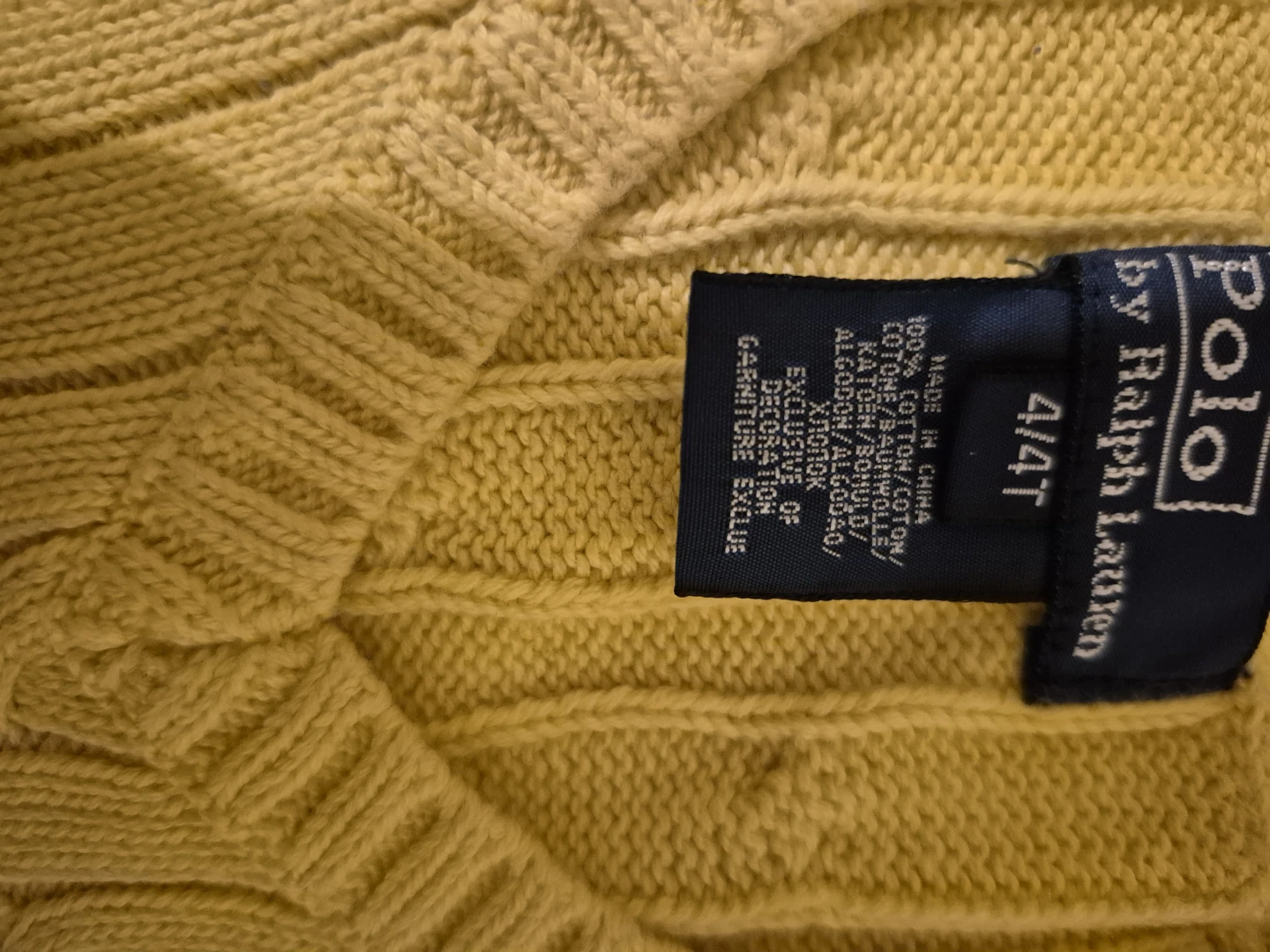 Ralph Lauren Polo Yellow Cable Knit Sweater Vest - 4/4T - photo 2