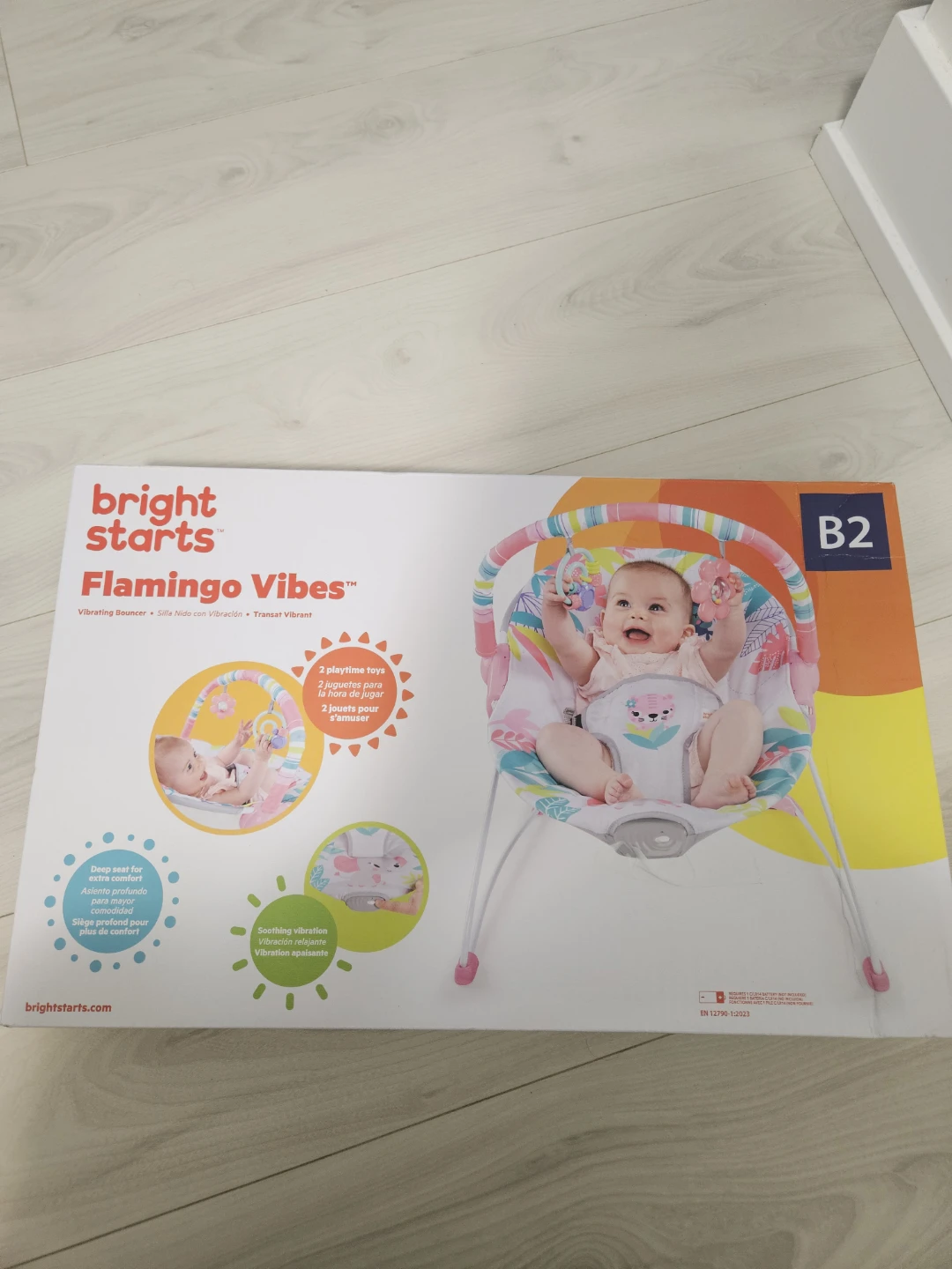 *Brand new* Bright Starts Flamingo Vibes Vibrating Baby Bouncer