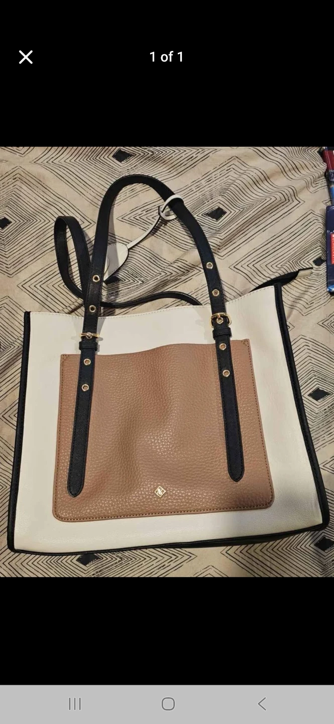 Call it spring White & Tan Tote Bag