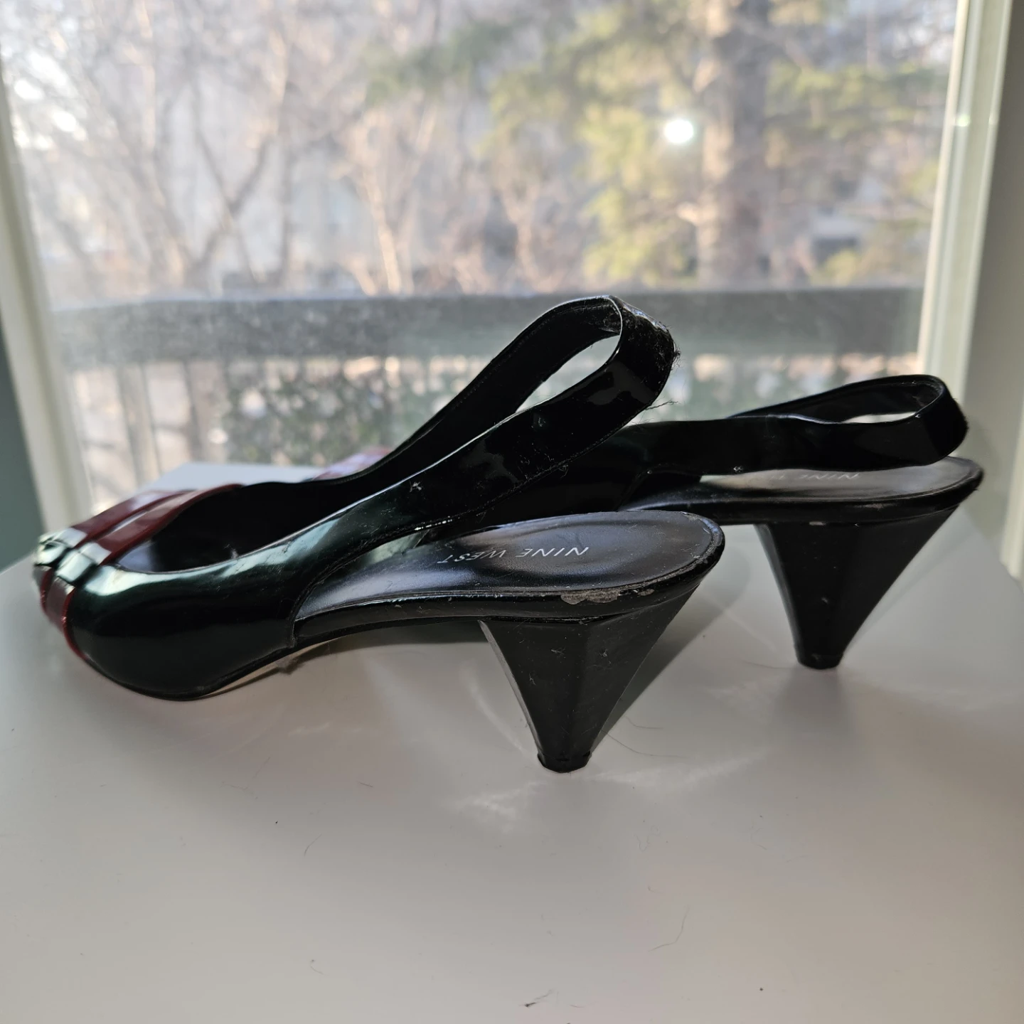 Nine West Black & Red Slingback Heels - Size 6.5 - photo 2