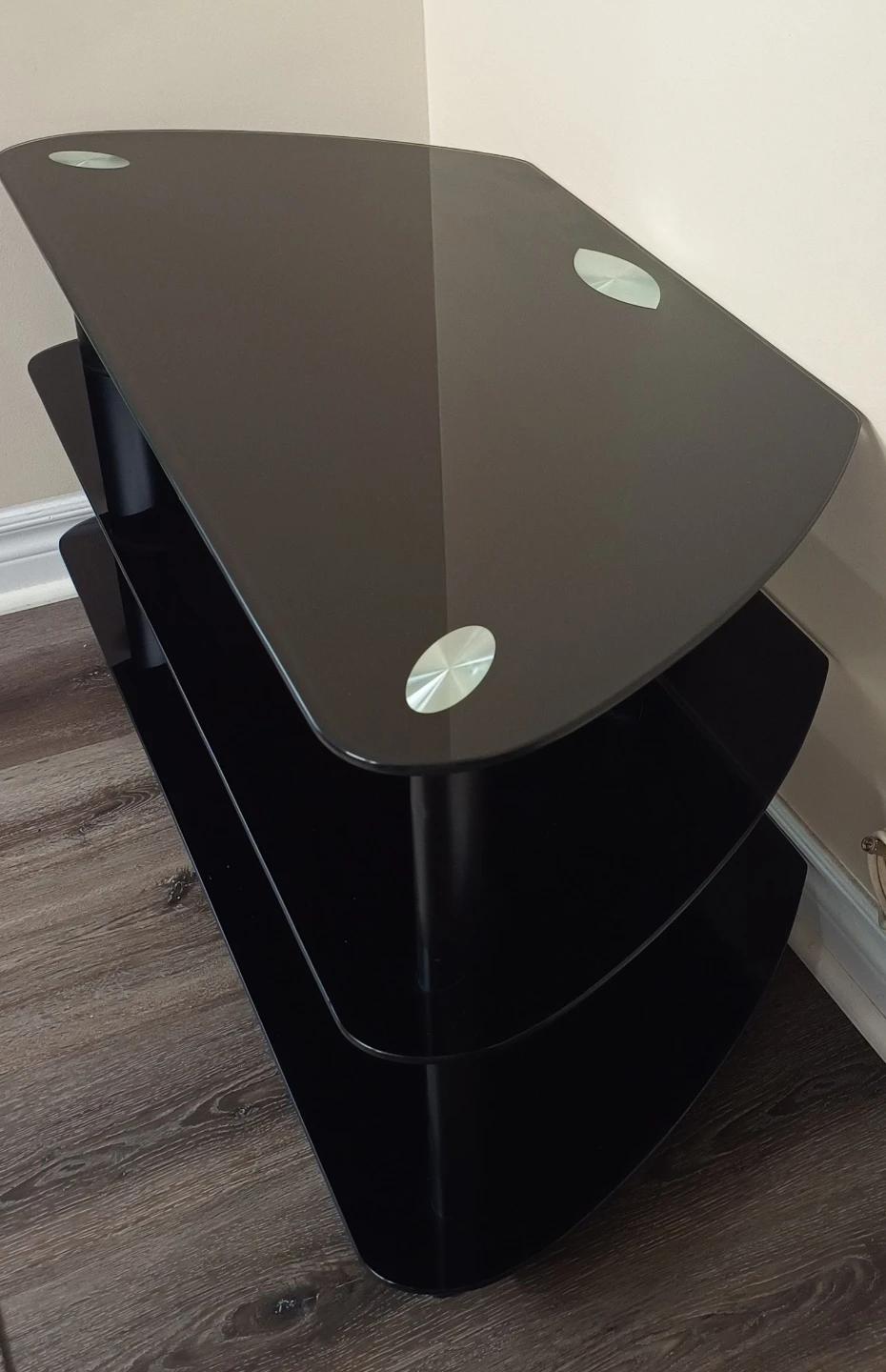 Black Glass TV Stand with 3 Shelves - photo 4