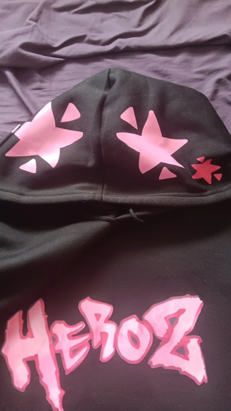 HEROZ Black Hoodie with Pink Stars and Wings - photo 2