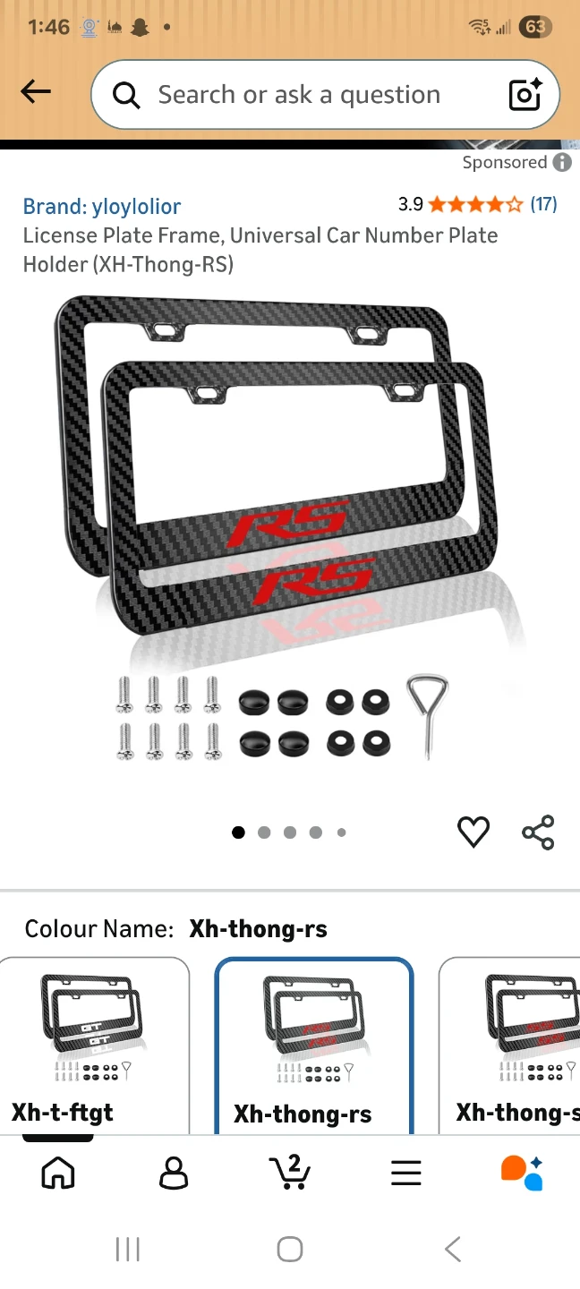 2 Pack Universal RS License Plate Frames