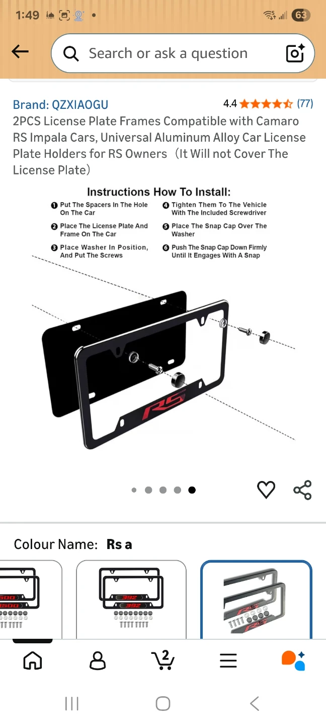 2 Pack Universal RS License Plate Frames - photo 4