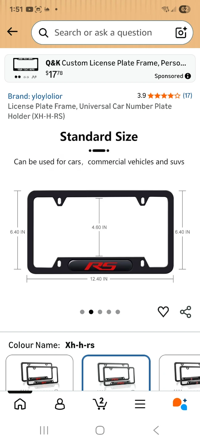 2 Pack Universal RS License Plate Frames - photo 5