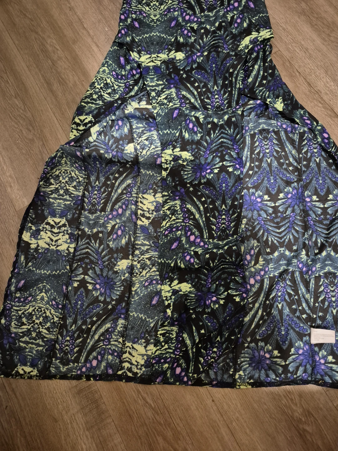Maxi Skirt - Black/Green/Purple Floral Print - photo 2