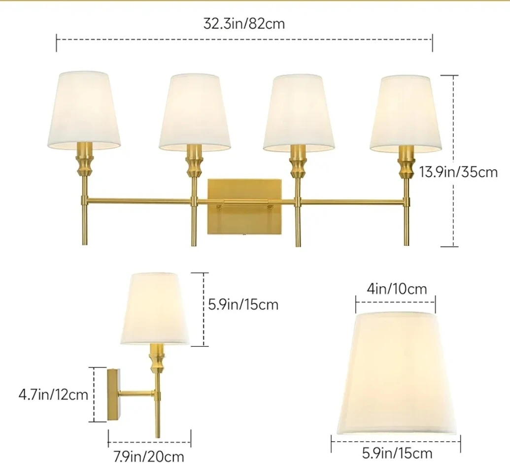 4-Light Brass Bathroom Light Fixture - photo 2