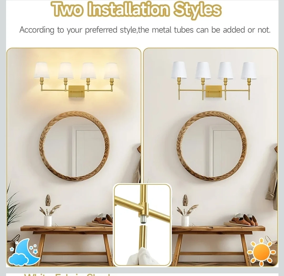 4-Light Brass Bathroom Light Fixture - photo 3