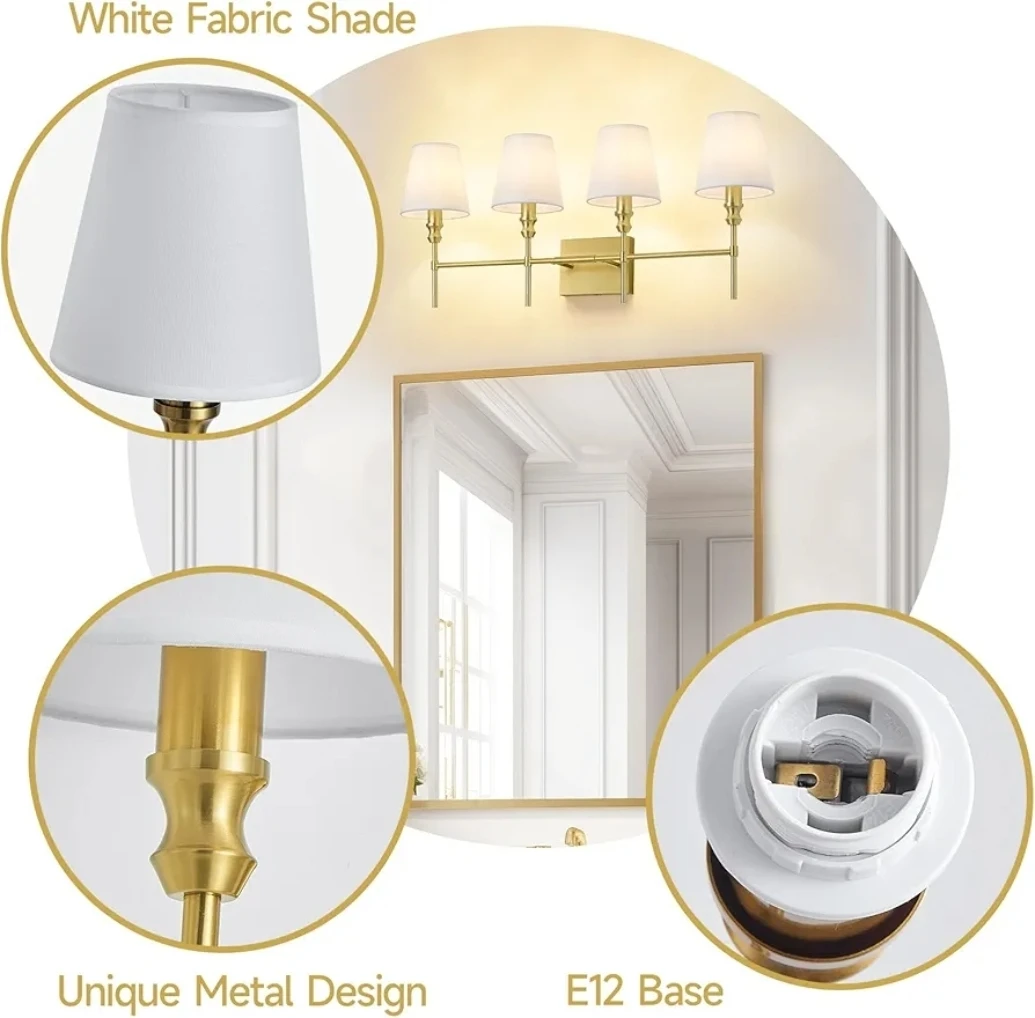 4-Light Brass Bathroom Light Fixture - photo 4