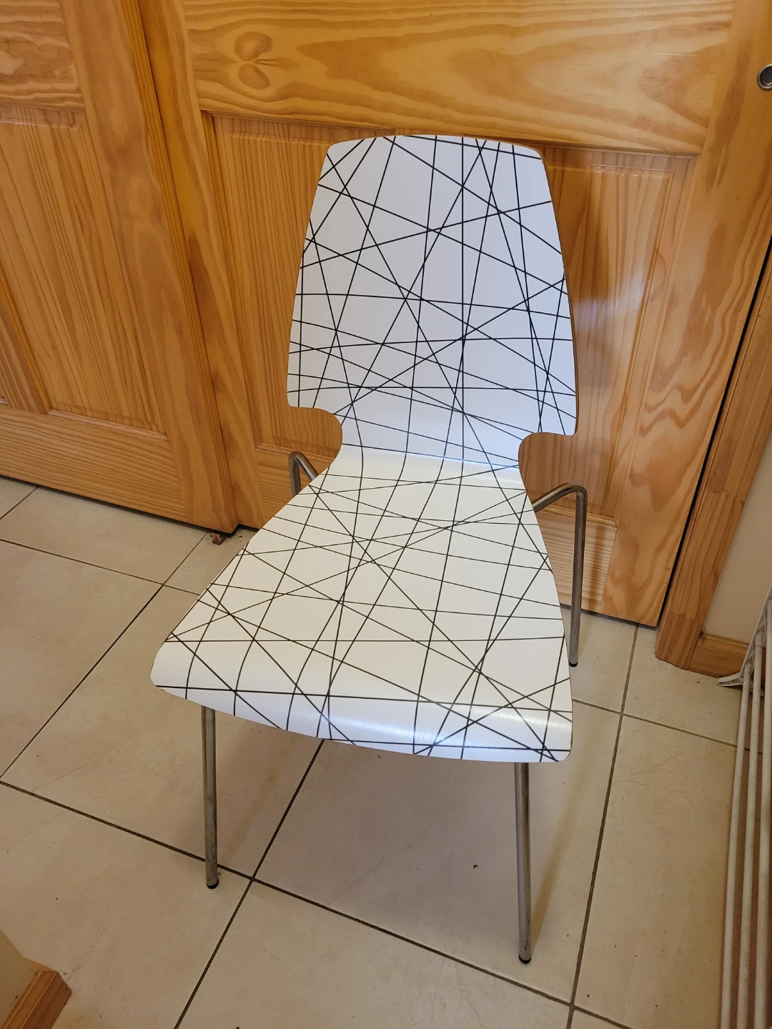 Vintage IKEA Chair with Geometric Pattern
