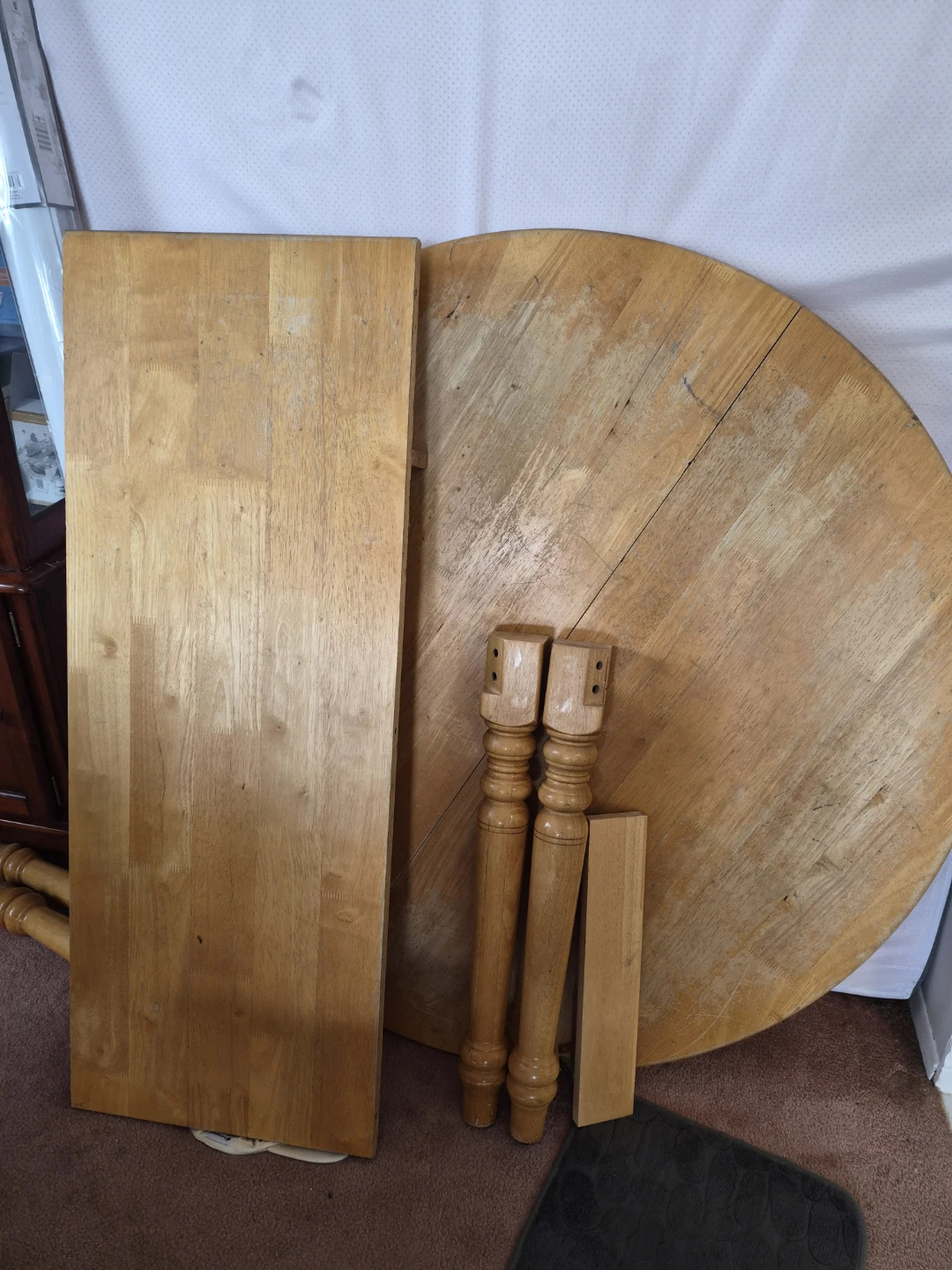 Wooden round  Dining Table , TV, Washington,Dryer ,Matress