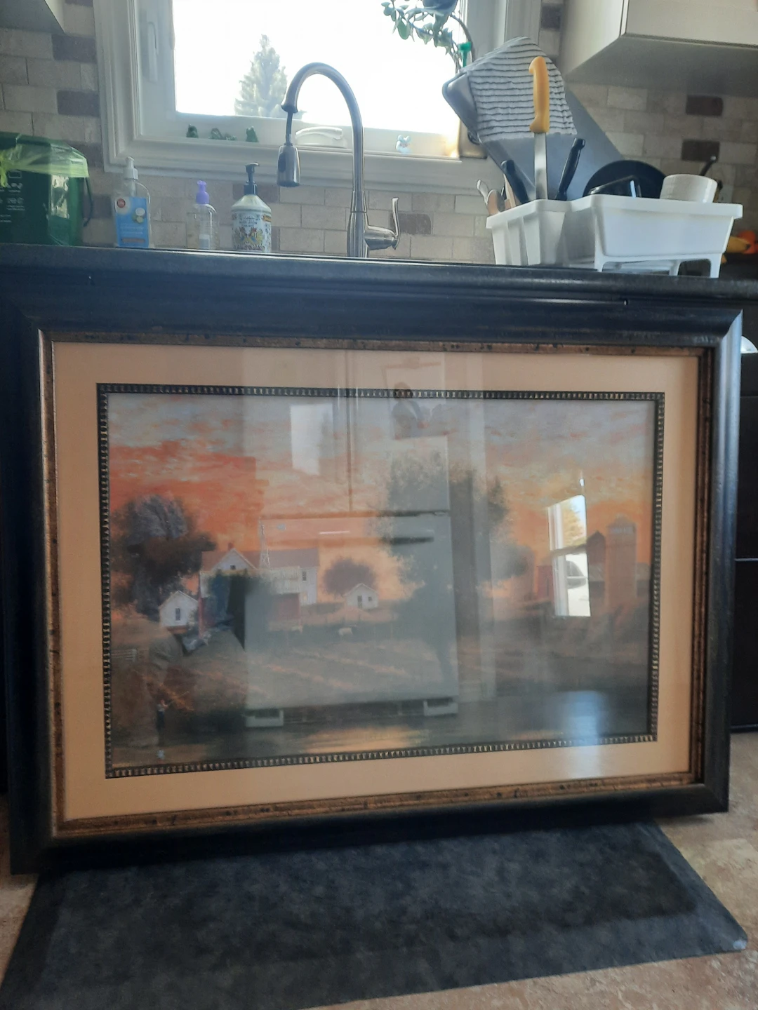 Framed Sunset Farm Landscape Art Print - photo 4