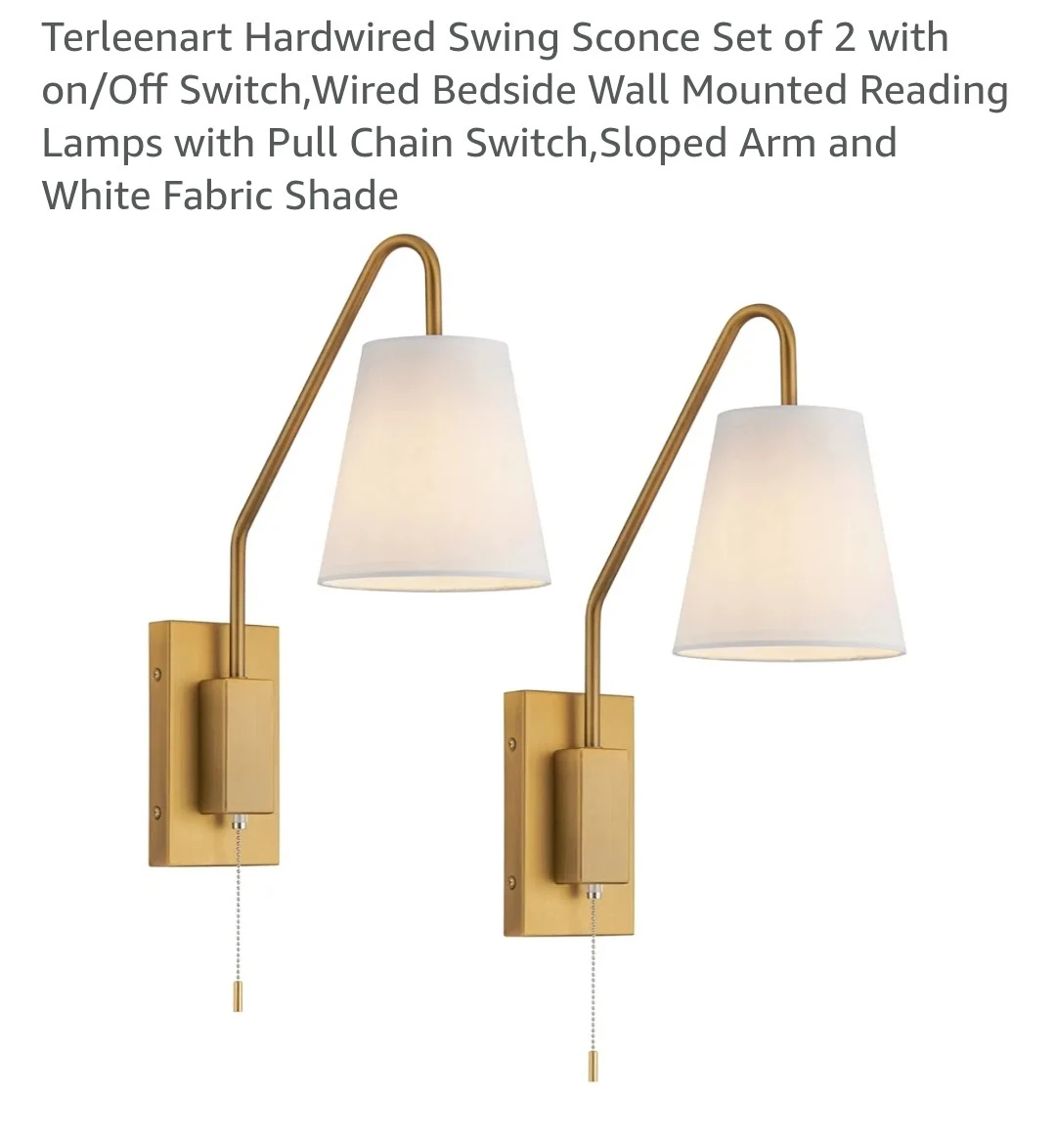 Terleenart Hardwired Swing Sconce Set of 2