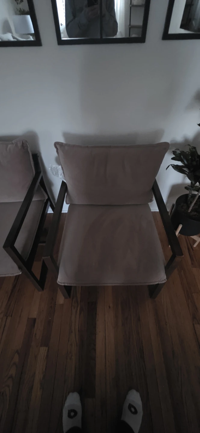 Set of 2 Tan Accent Chair with Wooden Frame - photo 4