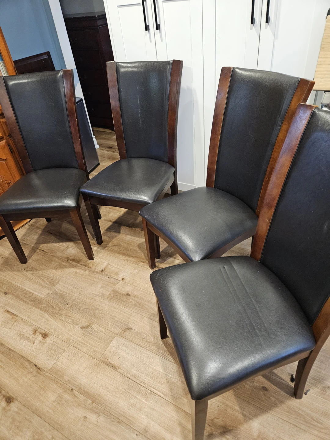Set of 4 Dark Faux Leather Dining Chairs - photo 2