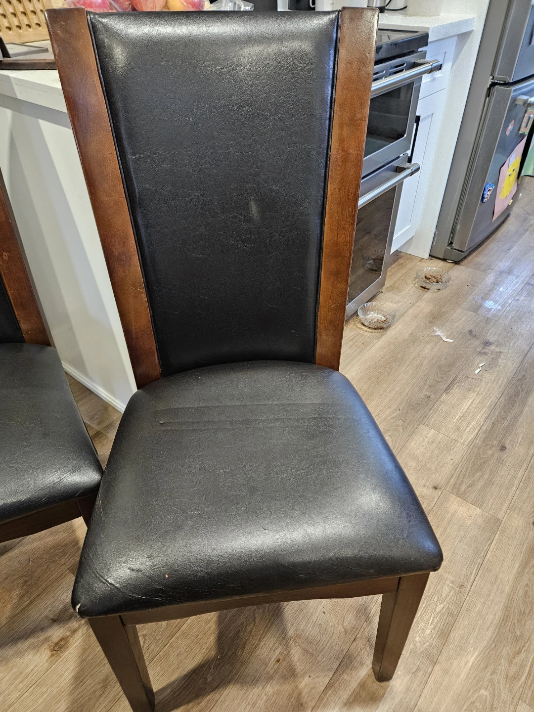 Set of 4 Dark Faux Leather Dining Chairs - photo 3