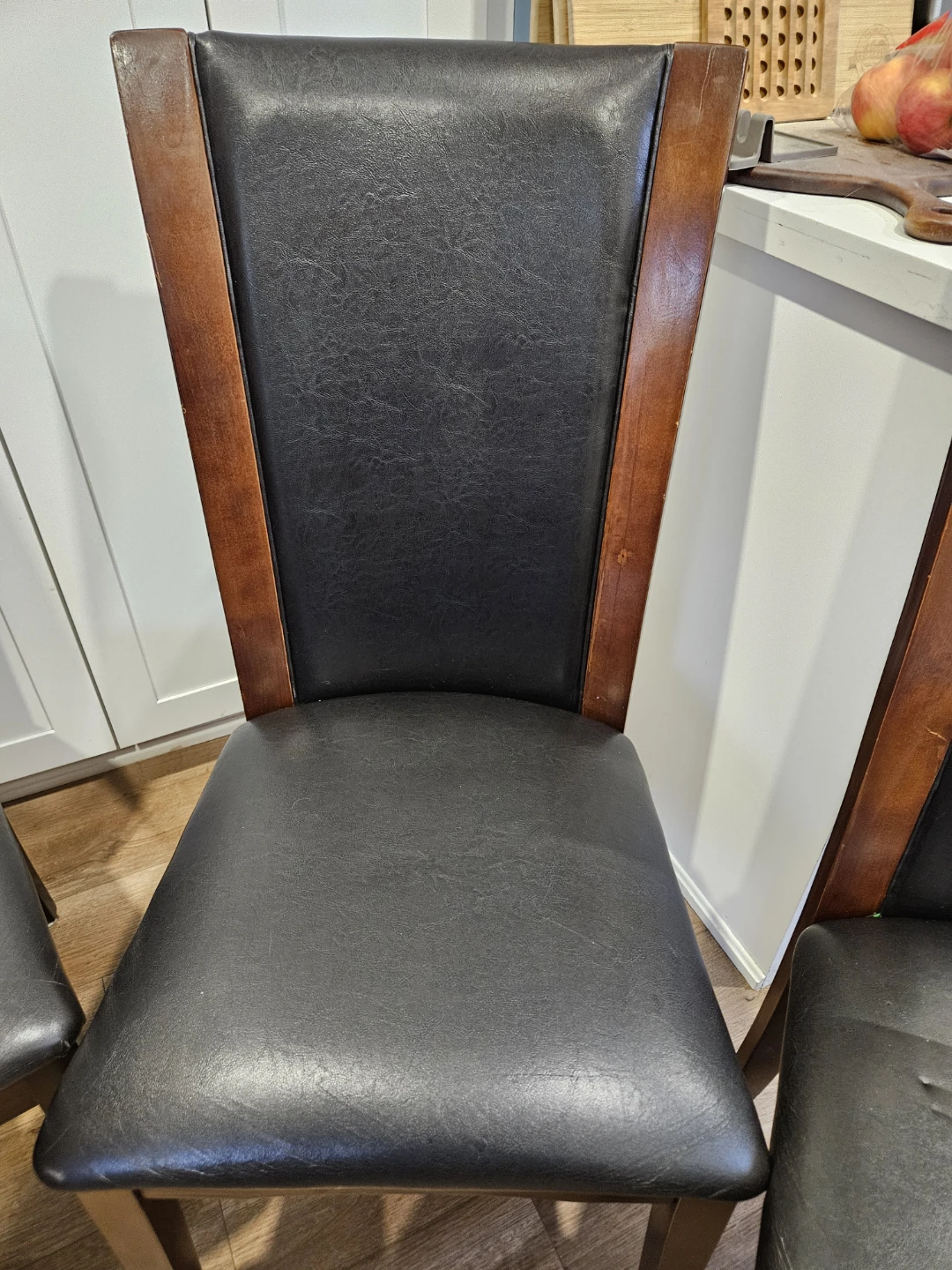 Set of 4 Dark Faux Leather Dining Chairs - photo 5