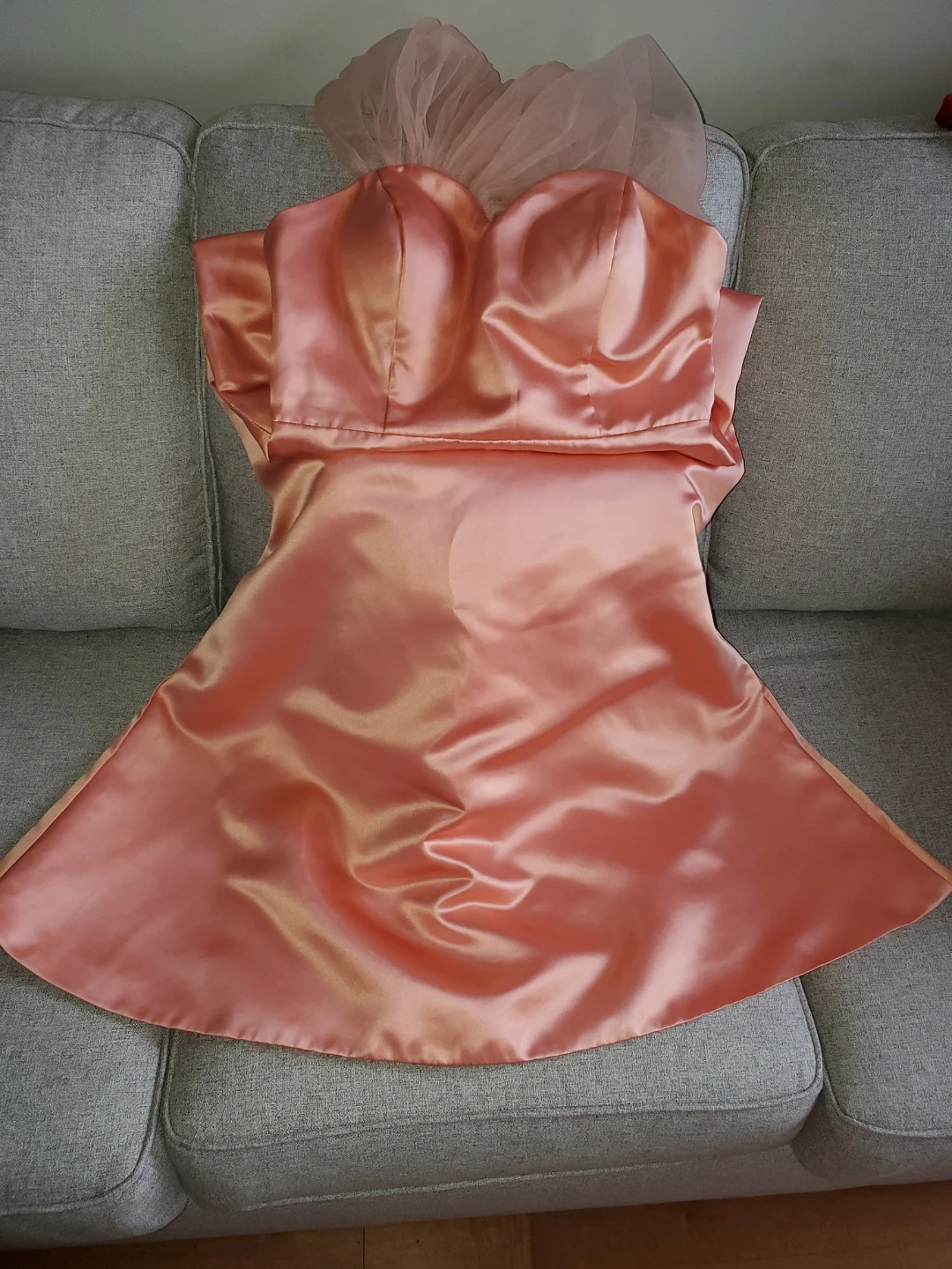 Coral Pink Satin One-Shoulder Prom Dress - photo 4