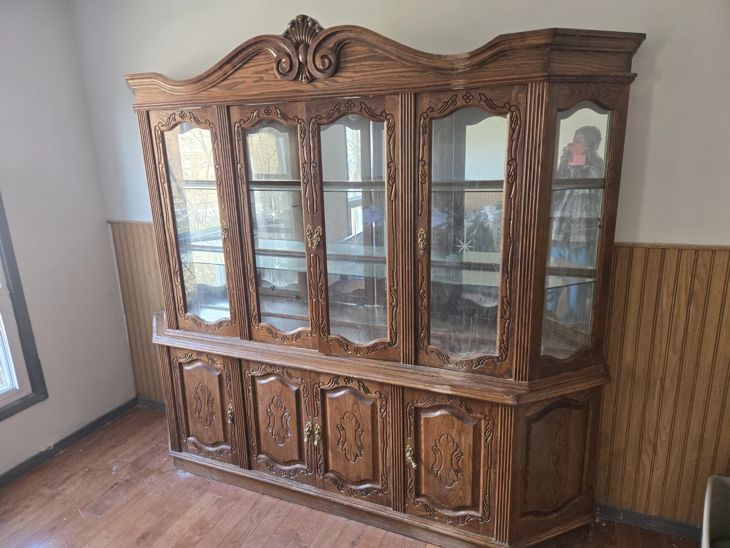 Wooden China Cabinet with Glass Doors