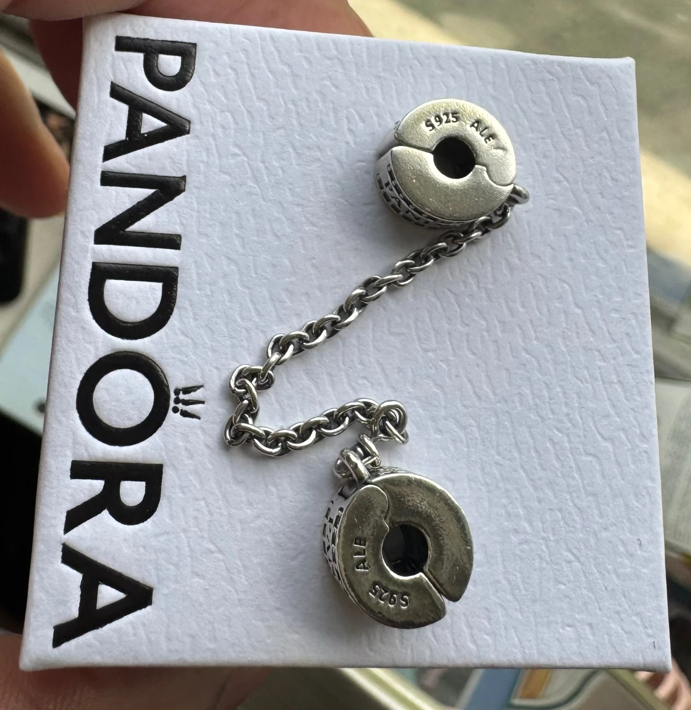 Pandora Sterling Silver Pave Safety Chain Charm - photo 3