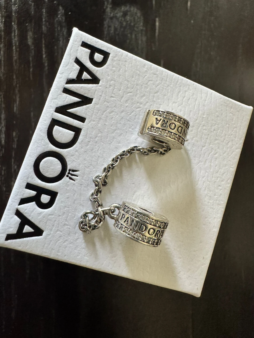 Pandora Sterling Silver Pave Safety Chain Charm - photo 4