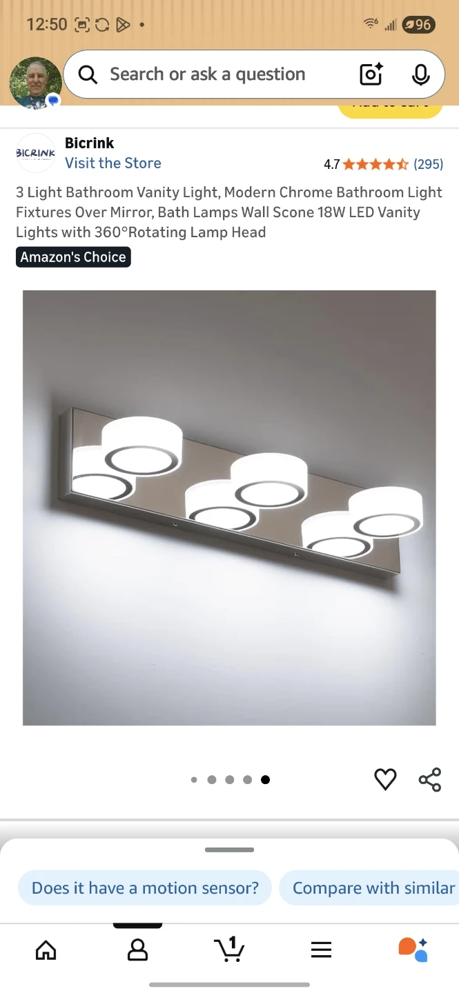 Bicrink 3 Light Chrome LED Bathroom Vanity Light Fixture