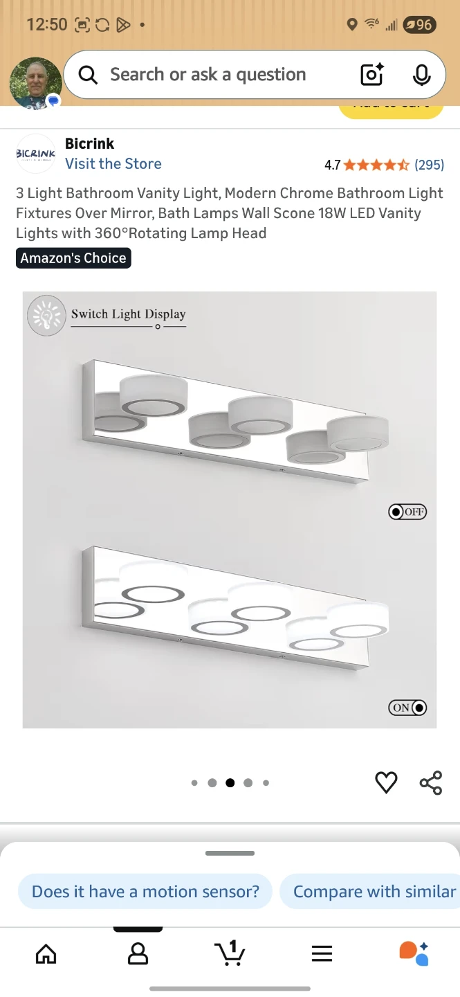 Bicrink 3 Light Chrome LED Bathroom Vanity Light Fixture - photo 2