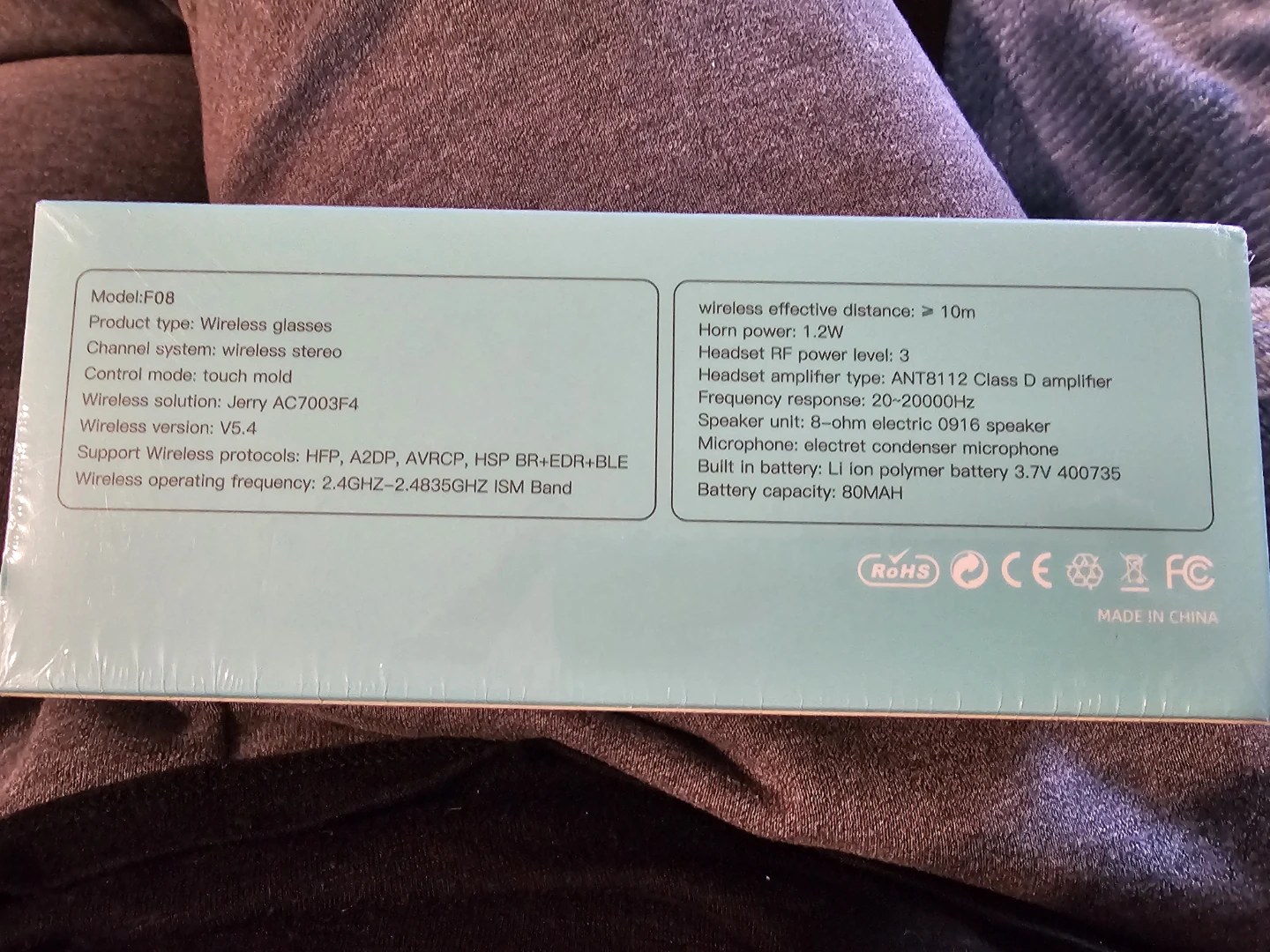 F08 Wireless Glasses Headset New Unopened - photo 3