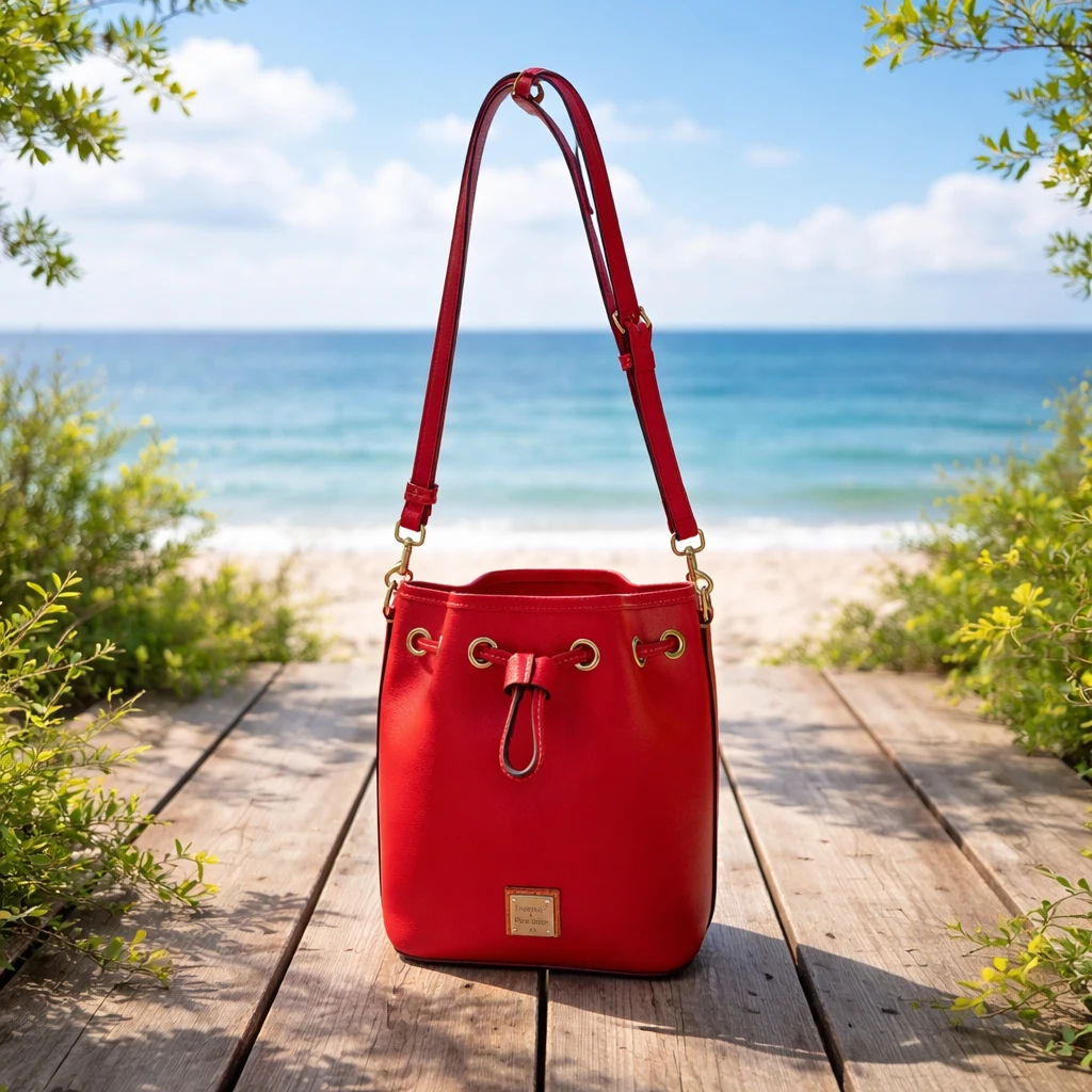Dooney & Bourke Red Leather Bucket Bag