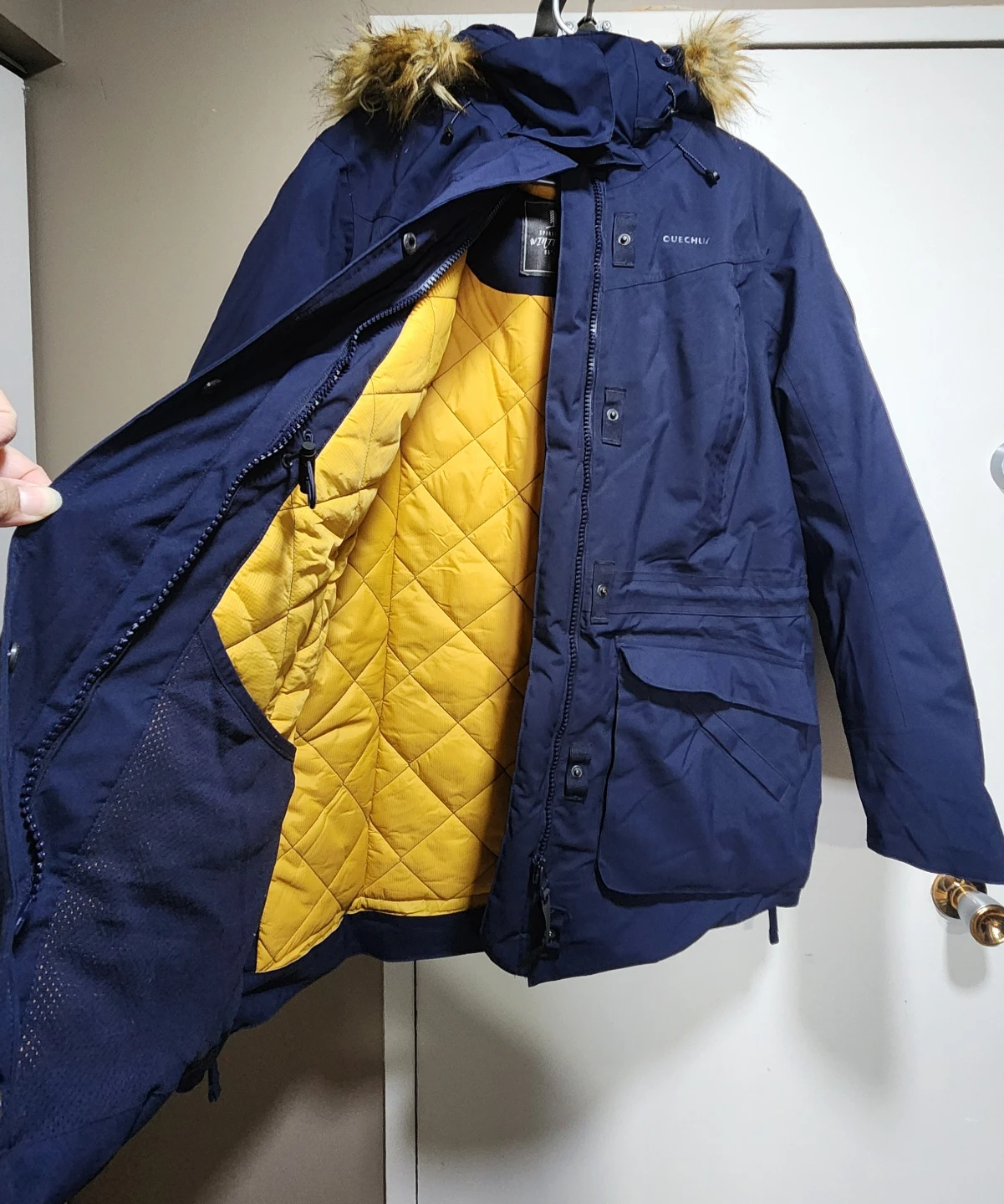Quechua Navy Blue Winter Parka Jacket with Faux Fur Hood - photo 2