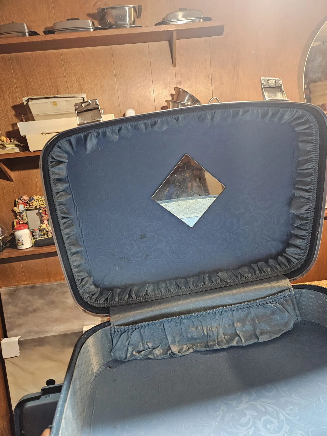 Edal Vintage Blue Luggage Vanity Case with Mirror - photo 5