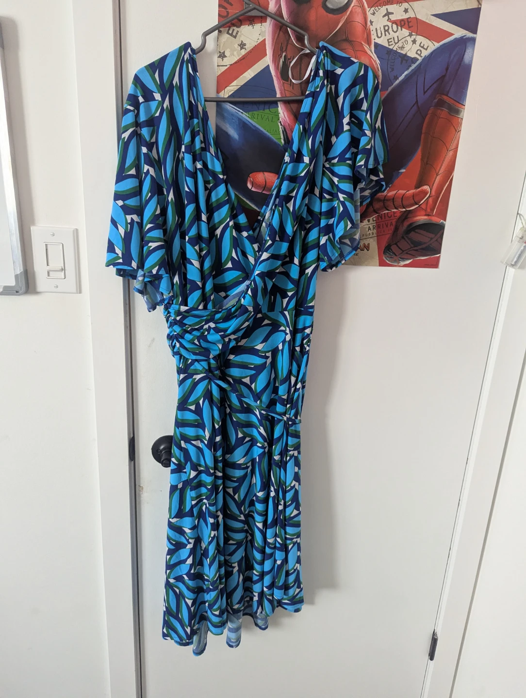 JM Collection Blue Leaf Print Wrap Dress Size 22W - photo 2